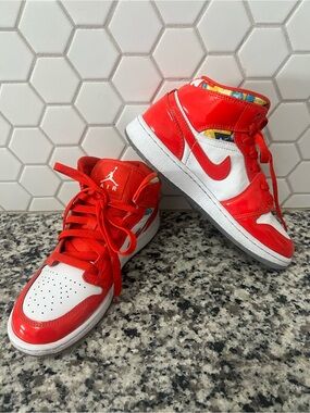 Nike Air Jordan 1 Mid SE GS “Barcelona Sweater” Sneakers 4Y  Style DC7248-600